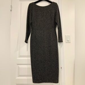 Banana Republic Black and White herringbone Long Sleeve Dress